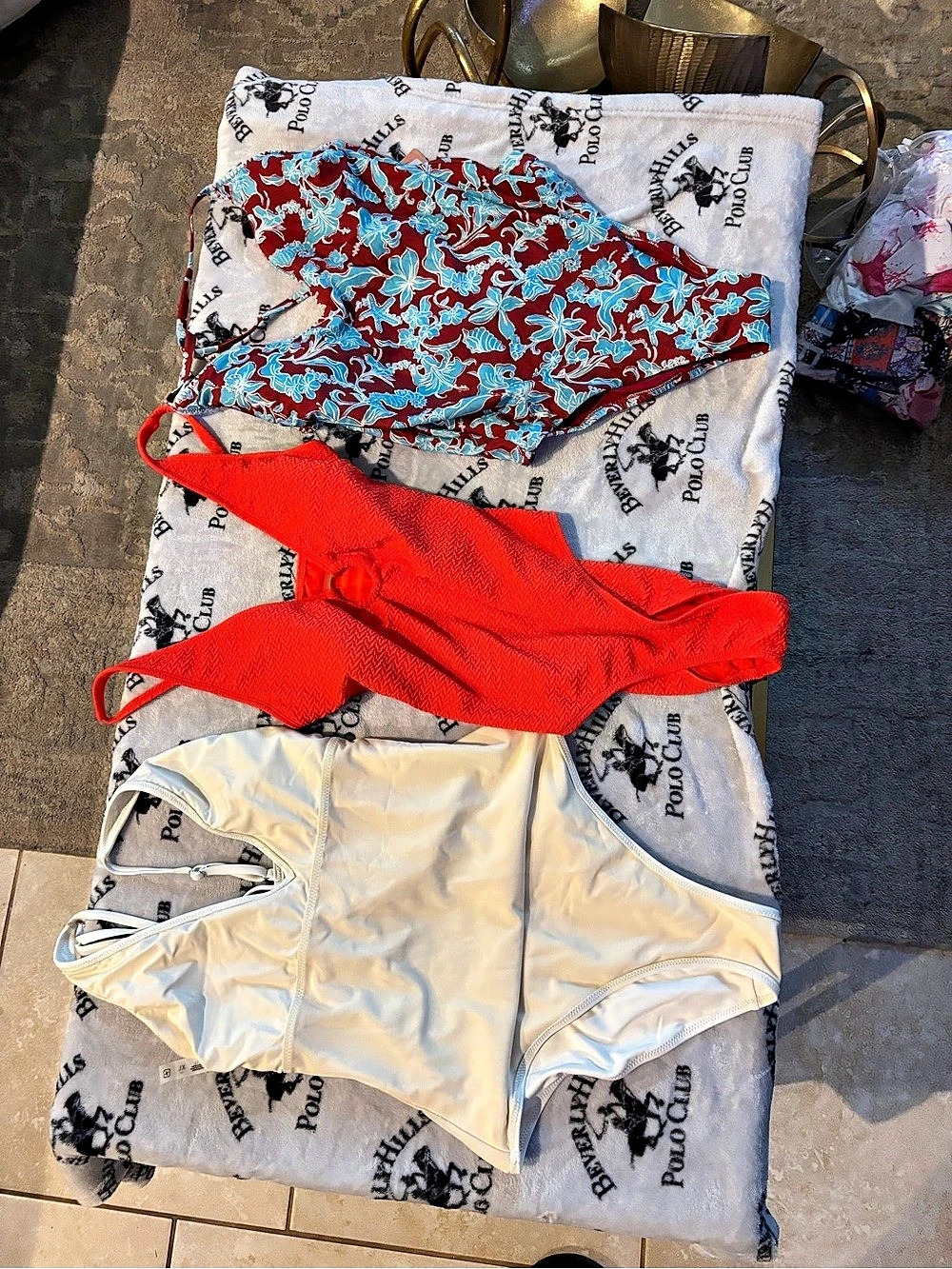 Printed Bikini Set in White & Red